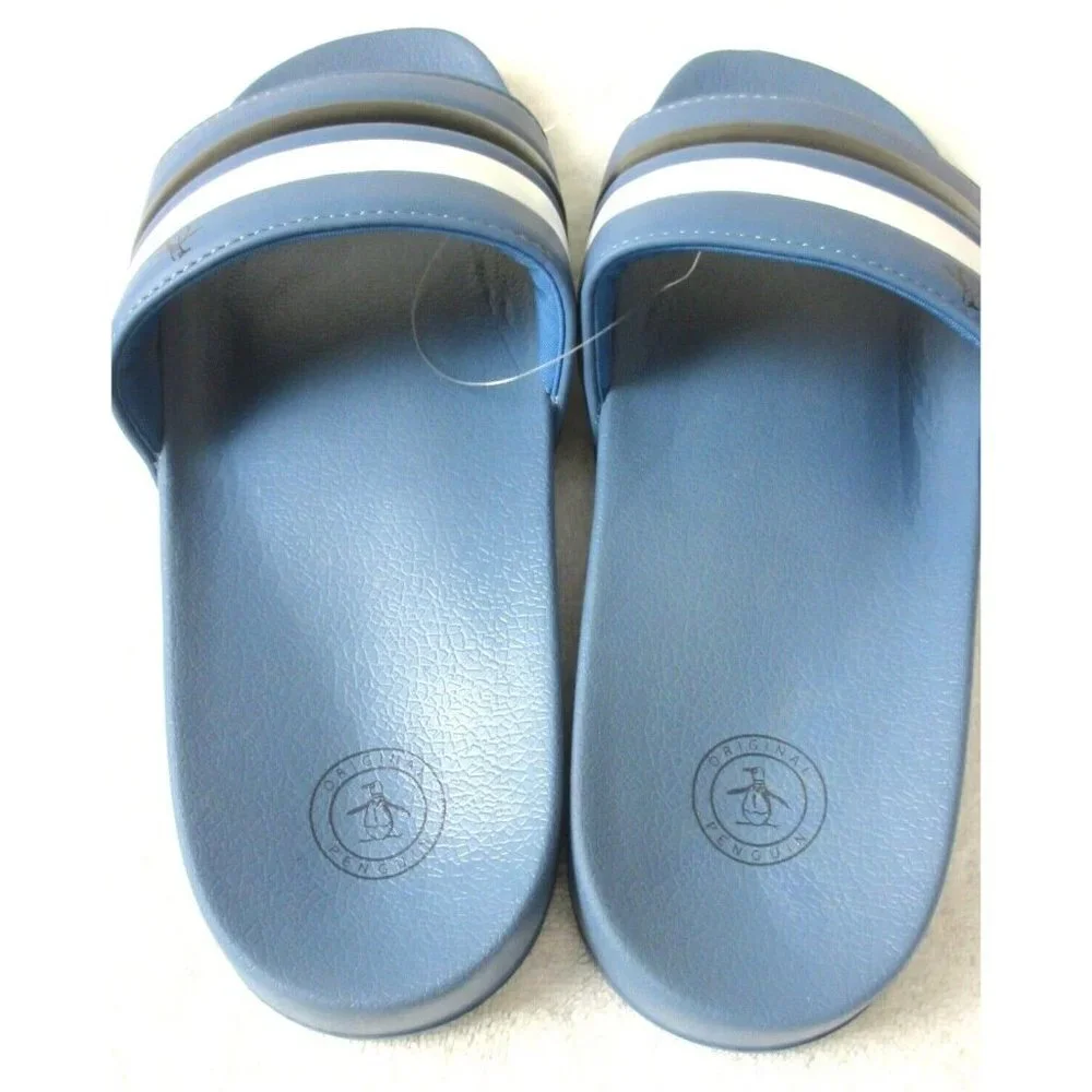Original Penguin Men's Earle Slide Sandal Blue White Dark Blue Black NWT Classic